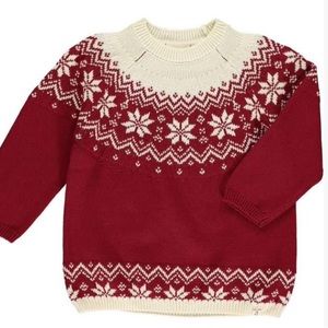 Me & Henry red and white Fair Isle 100% cotton sweater unisex, size 5-6.